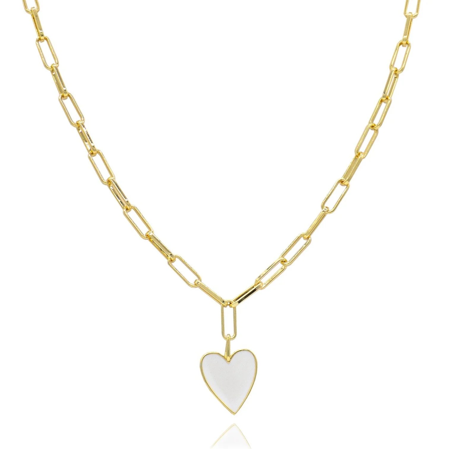Jamie Enamel Heart White Necklace