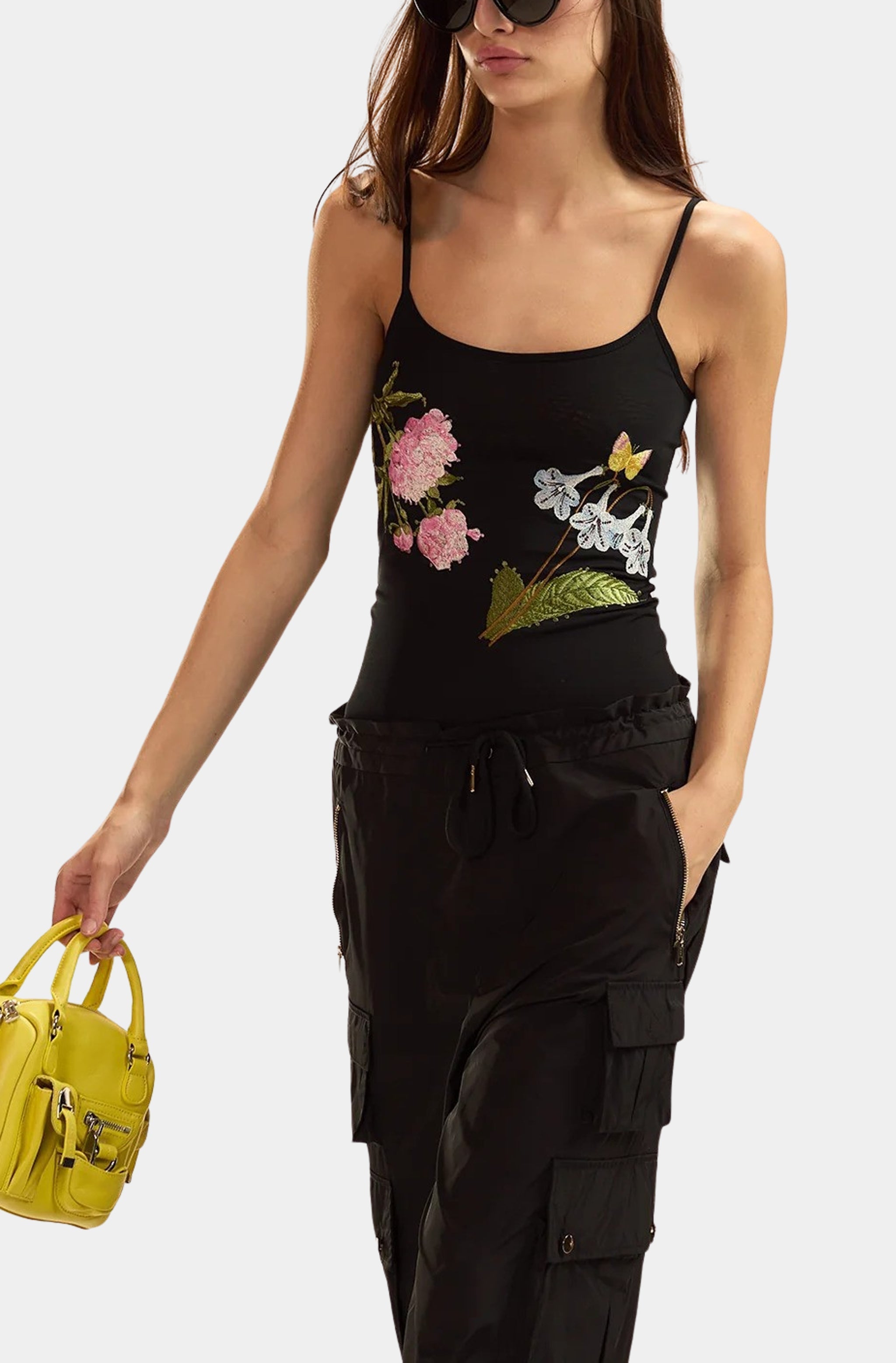 Embroidered Mesh Tank Top