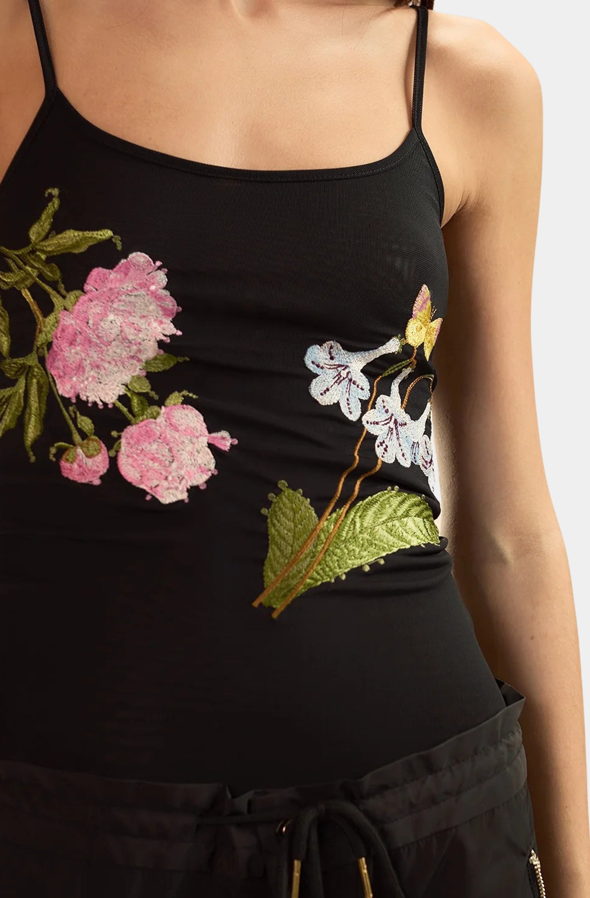 Embroidered Mesh Tank Top
