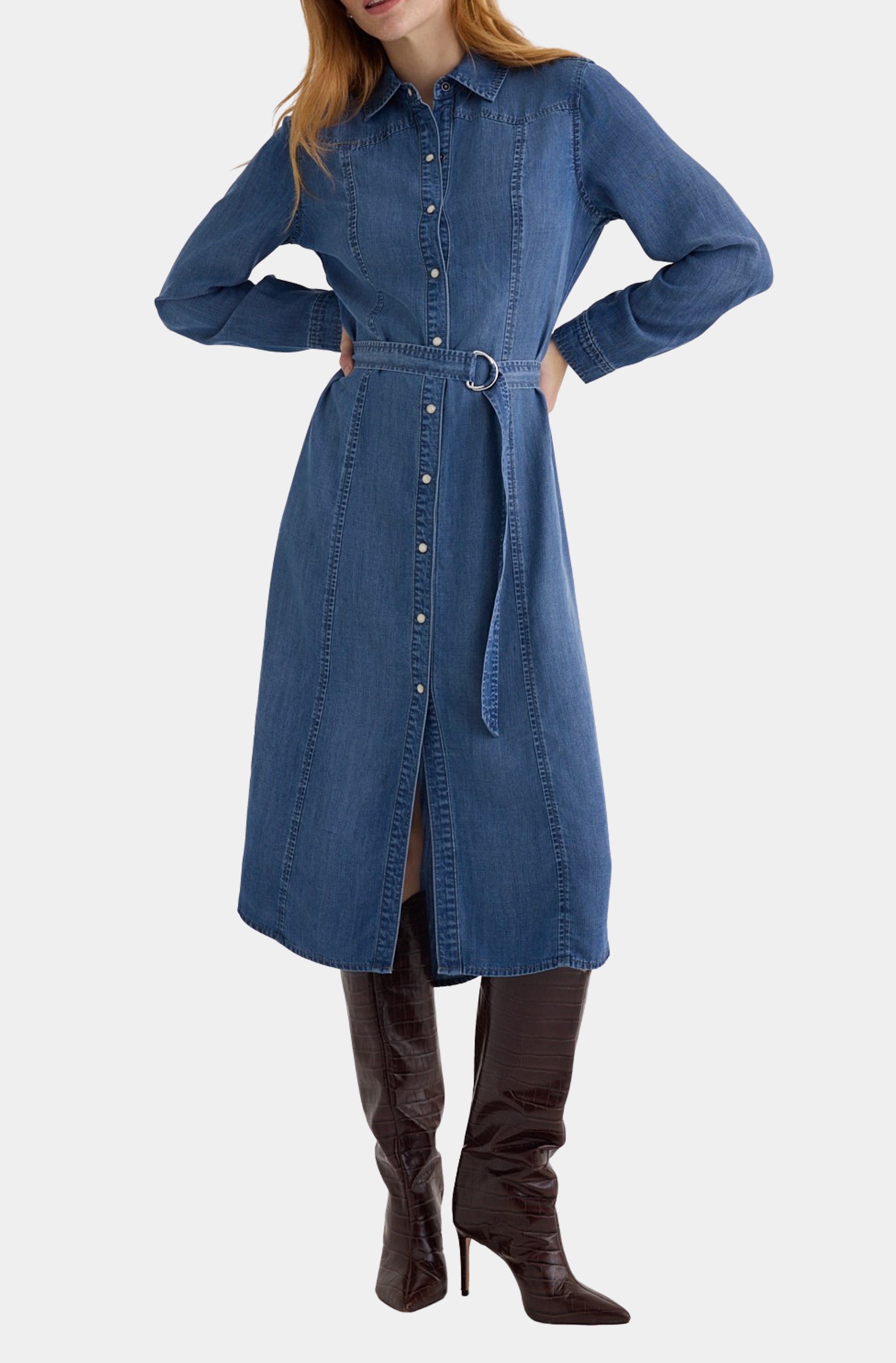 Western Yoke Midi Dress