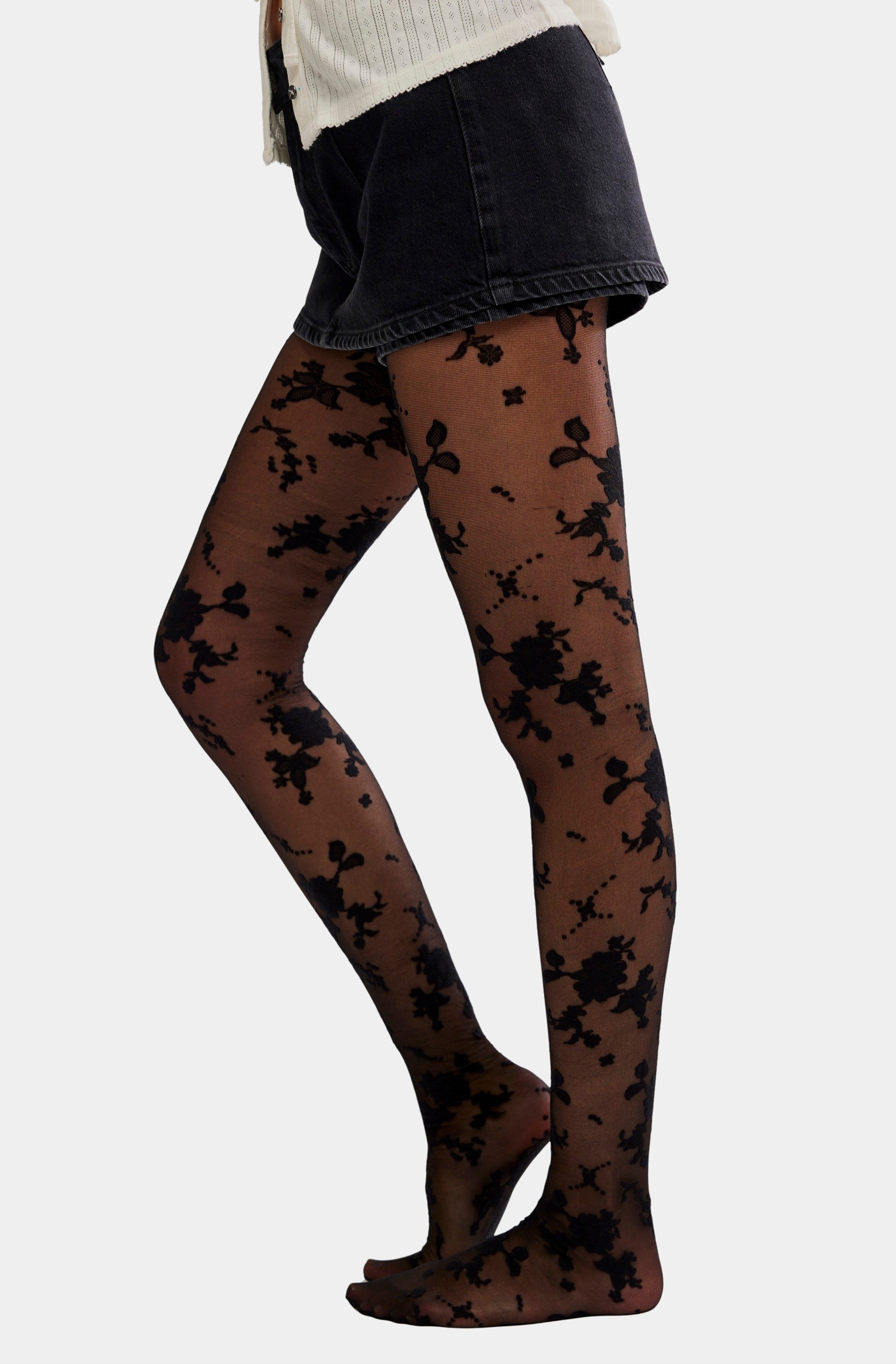Flocked Floral Tight