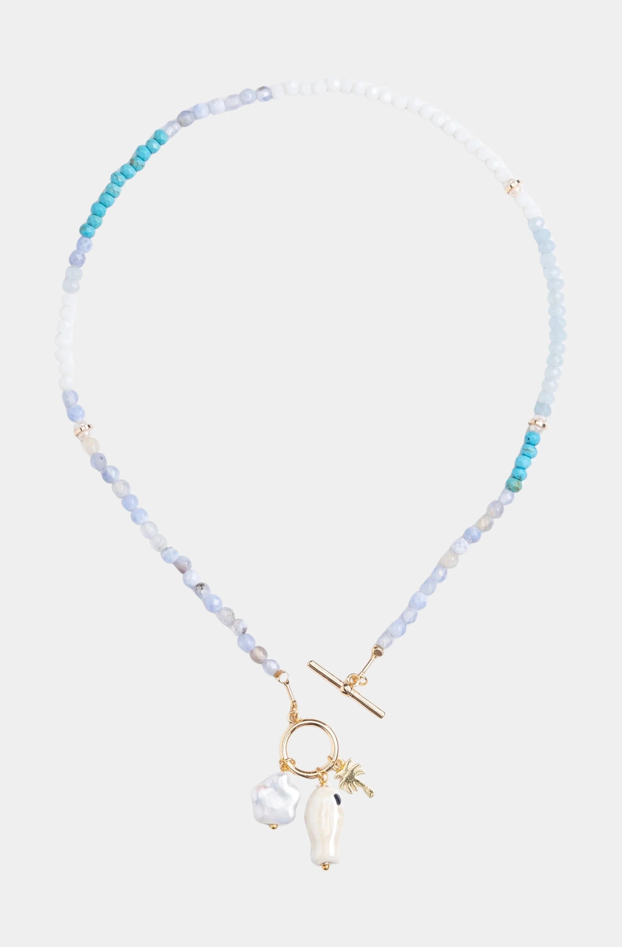 Sky Blue Pearl Beaded Necklace