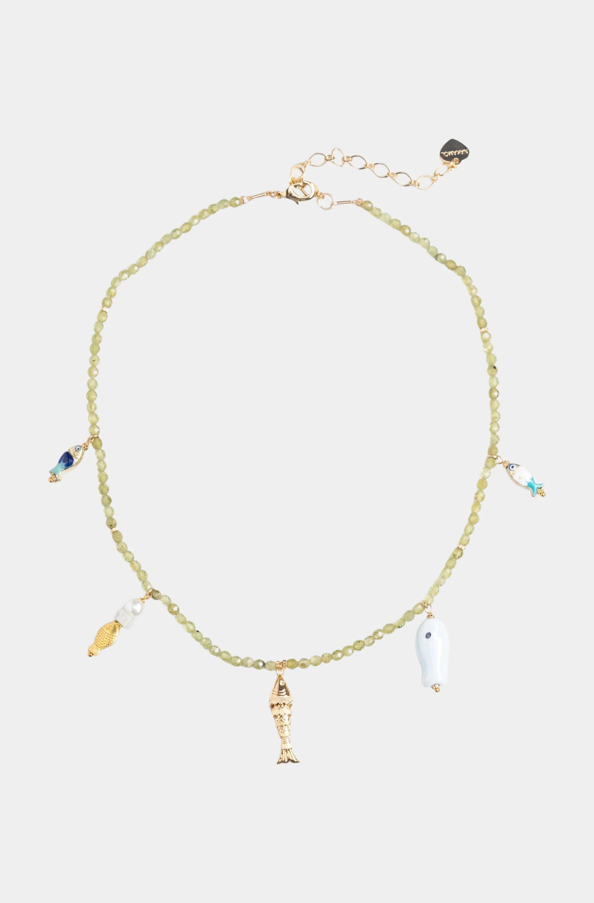 Clustered Stone Charm Necklace