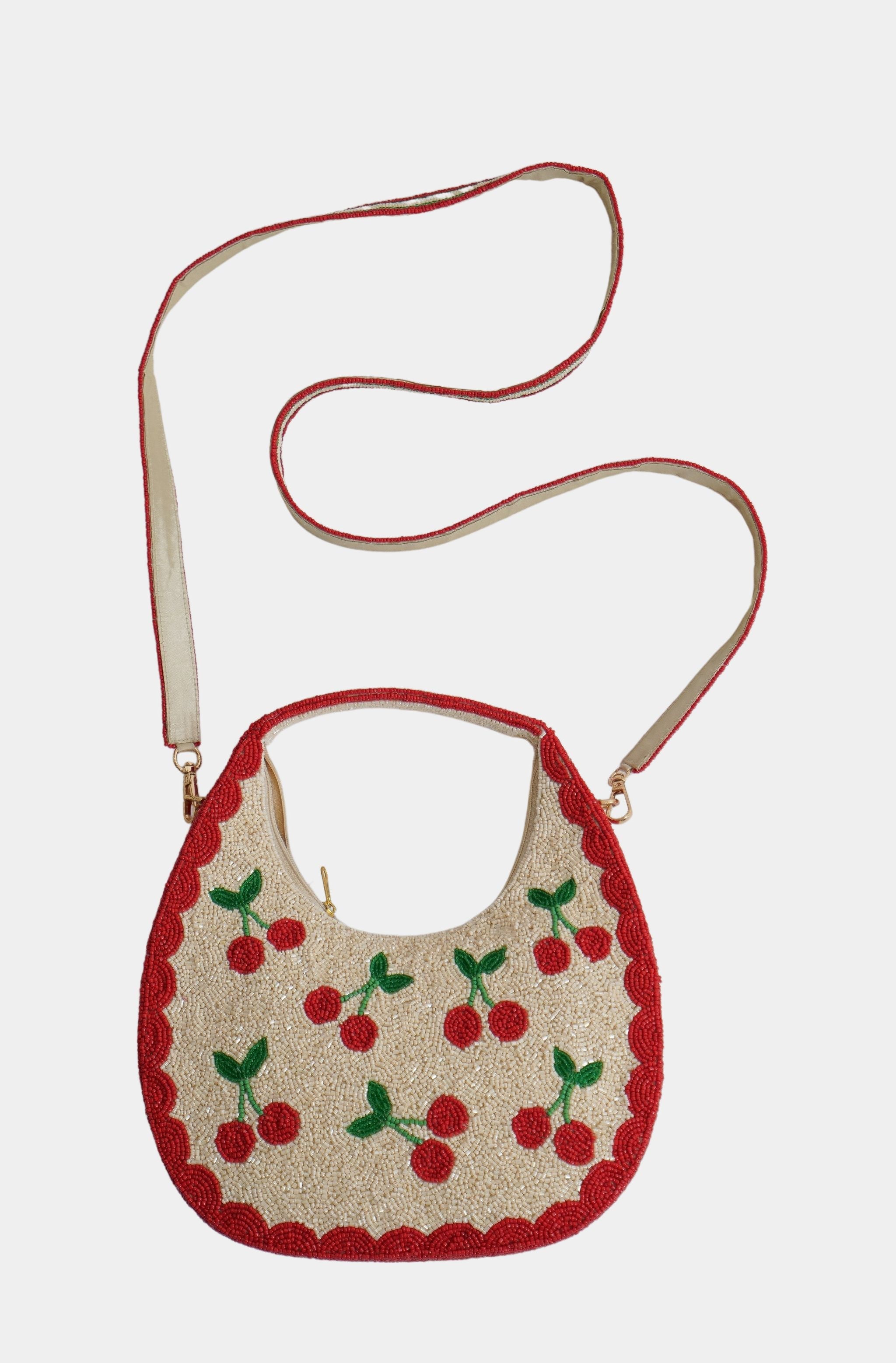 Hemline Exclusive U Shape Cherry Beaded Bag