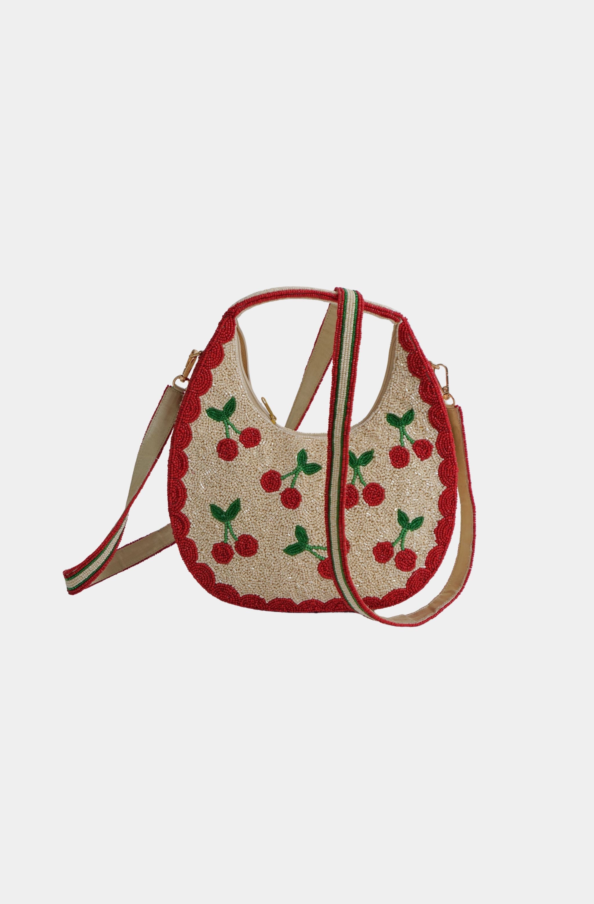 Hemline Exclusive U Shape Cherry Beaded Bag