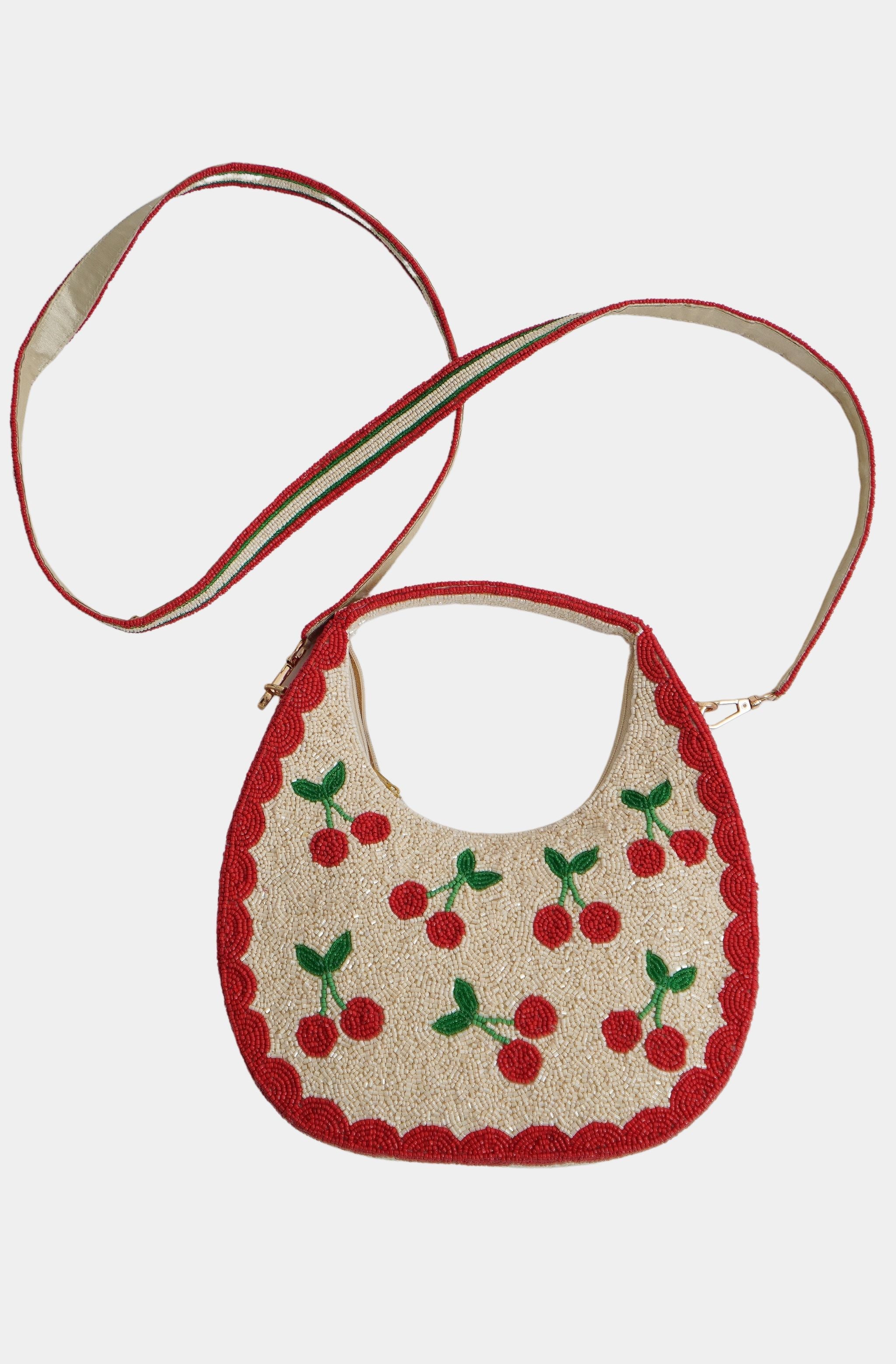 Hemline Exclusive U Shape Cherry Beaded Bag