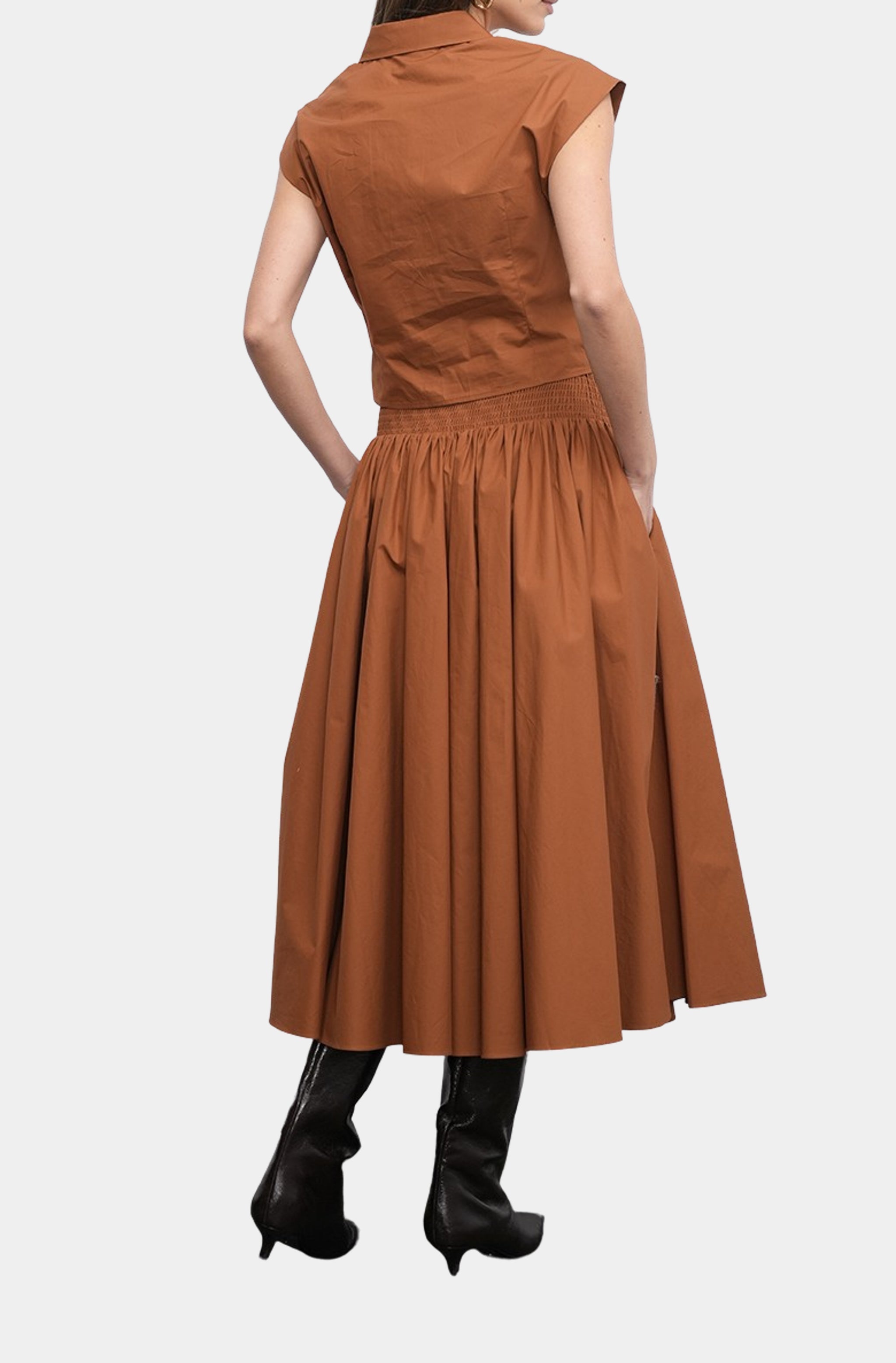 Eloise Wrap Front Extended Shoulder Poplin Top