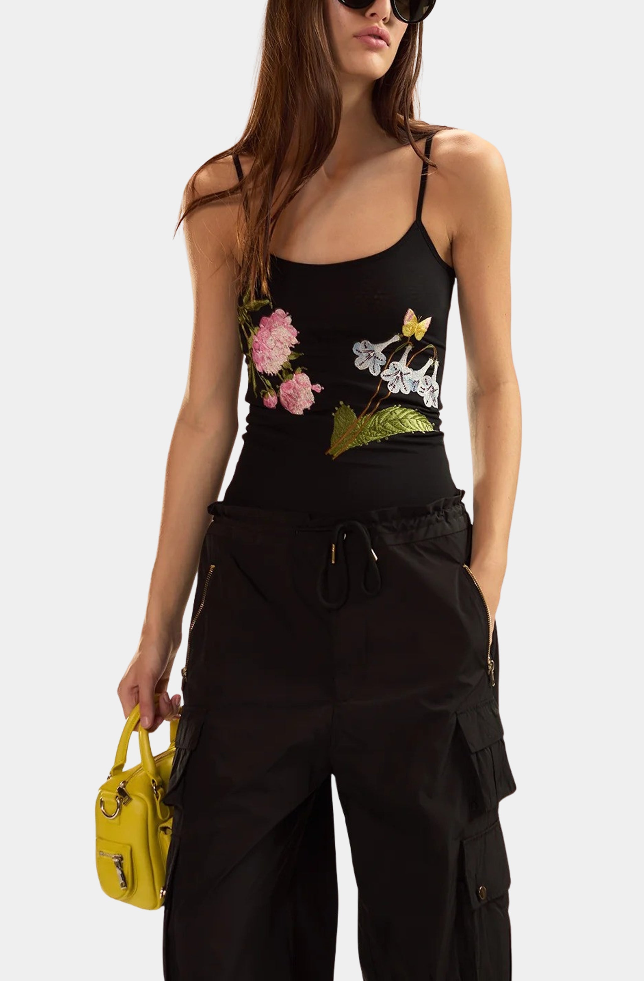 Embroidered Mesh Tank Top