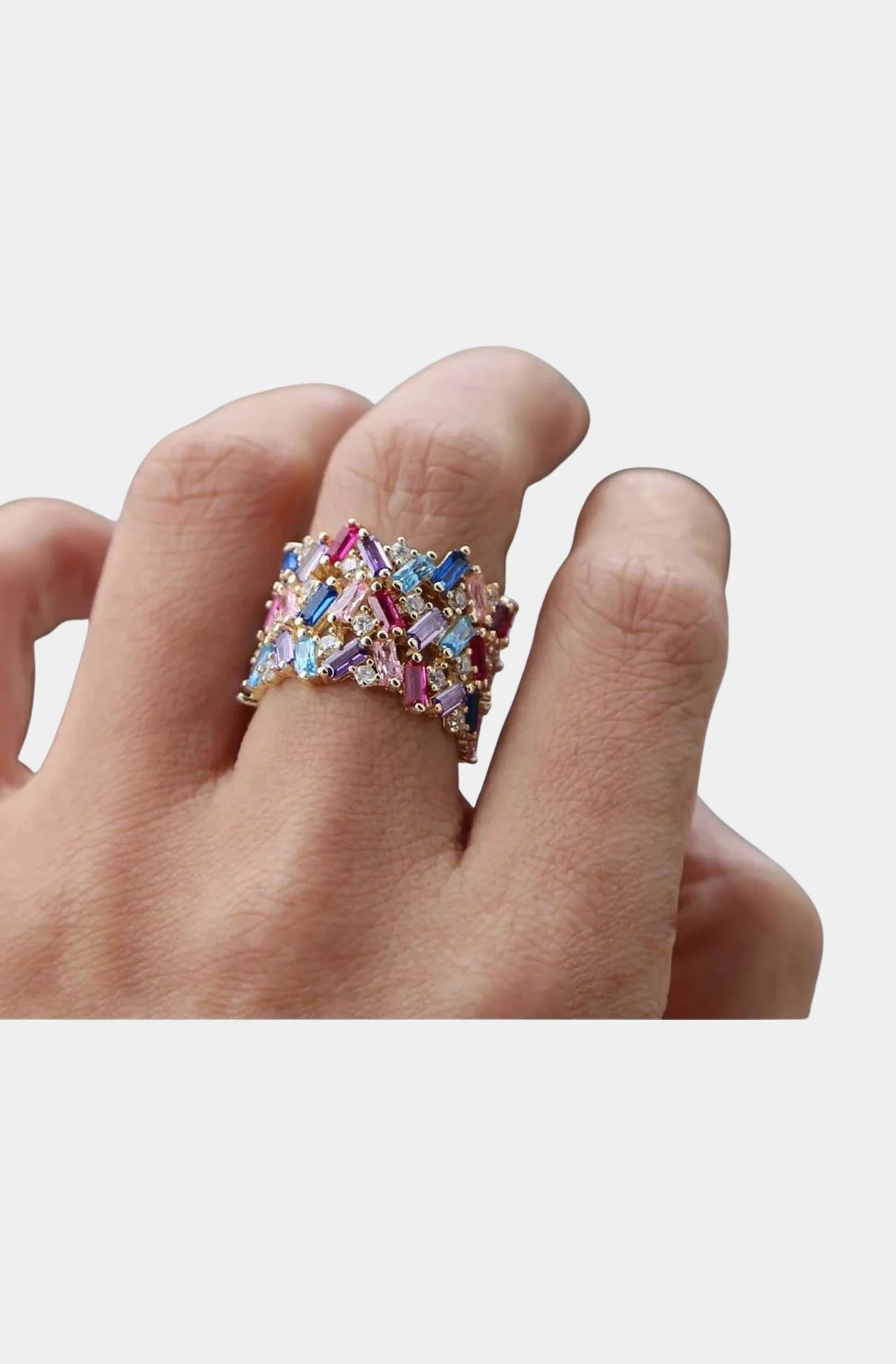 Stacie Rainbow Baguette Ring