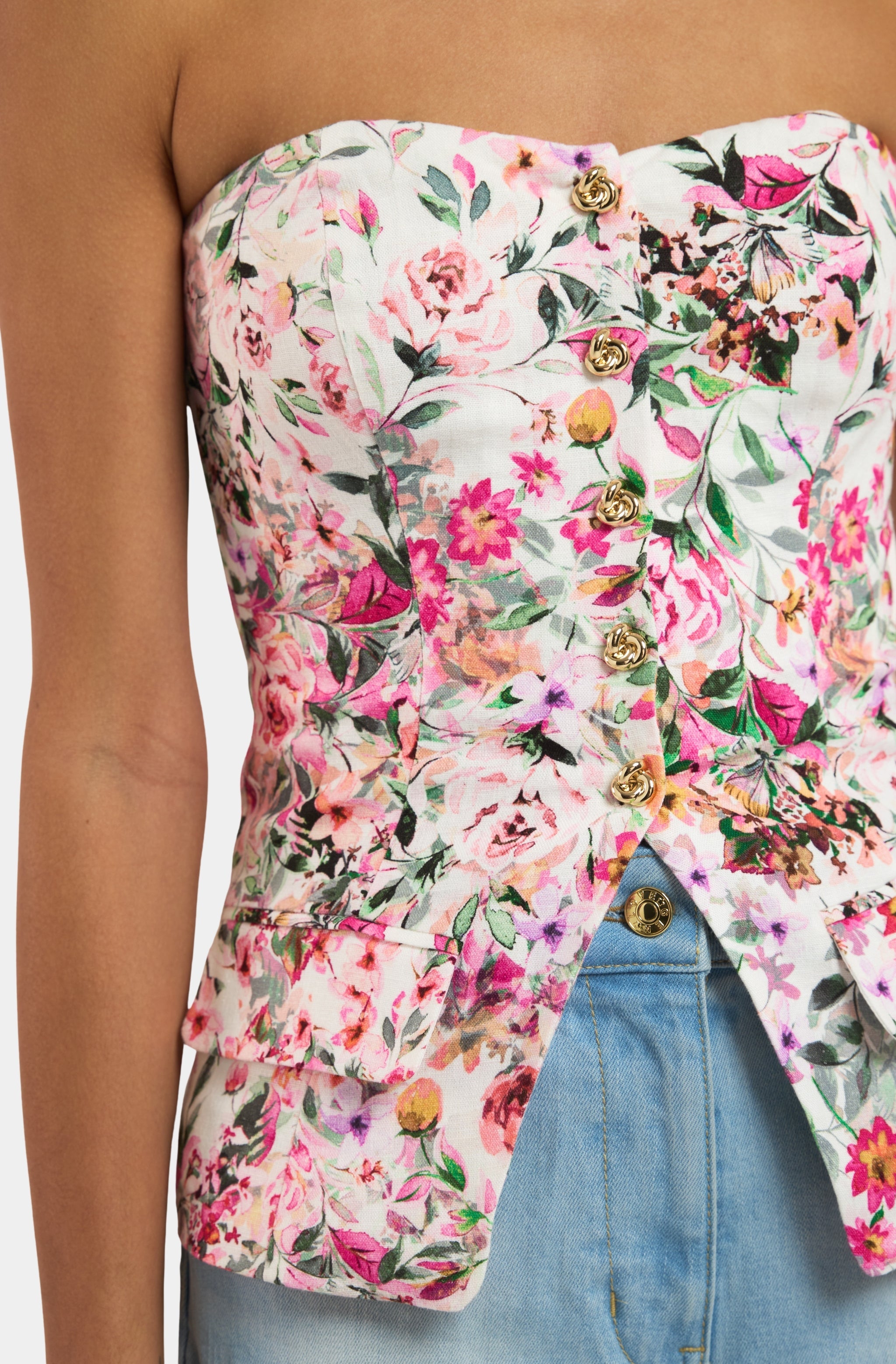 Quinn Floral Linen Vestier
