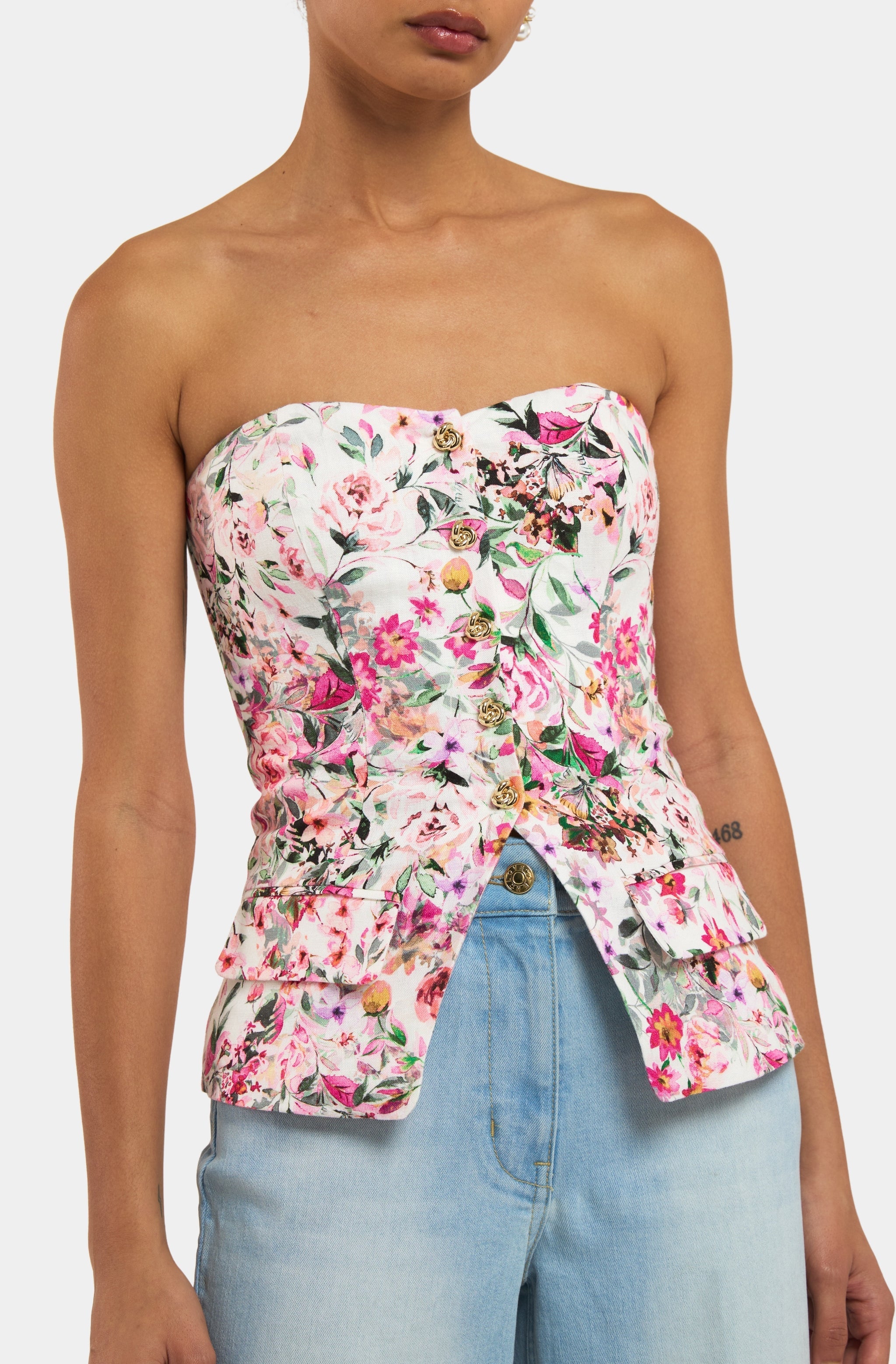 Quinn Floral Linen Vestier