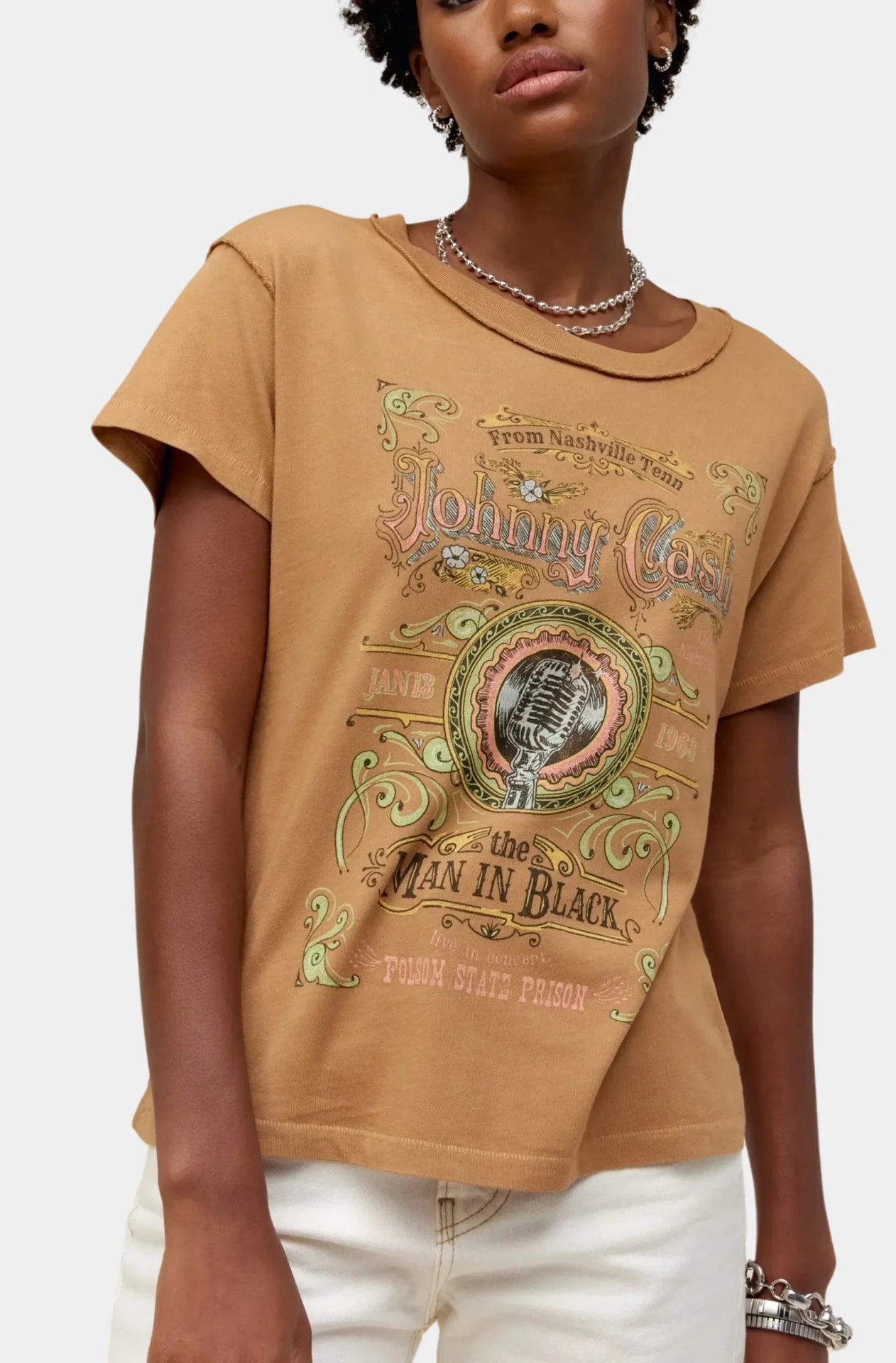Johnny Cash Microphone Label Reverse GF Tee