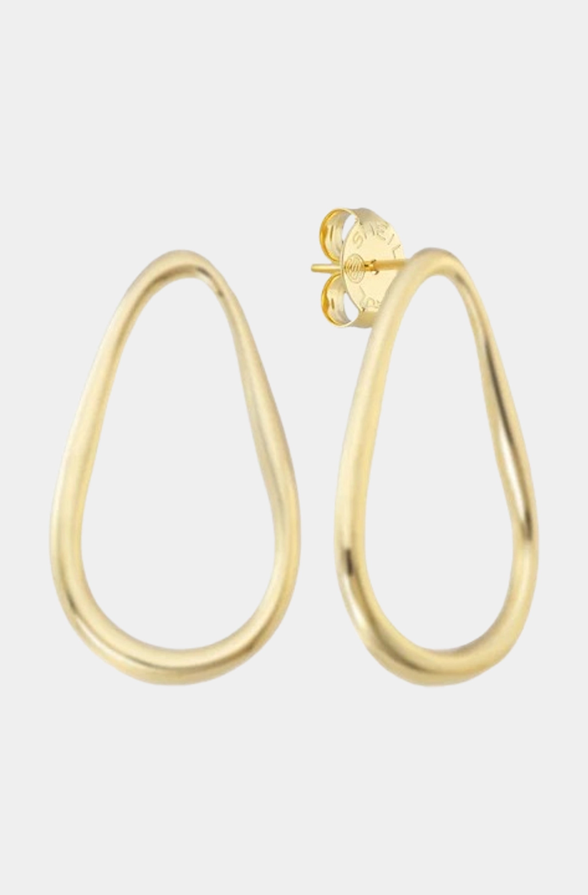 Oval Eve Studs- Shiny 18K Gold Plated