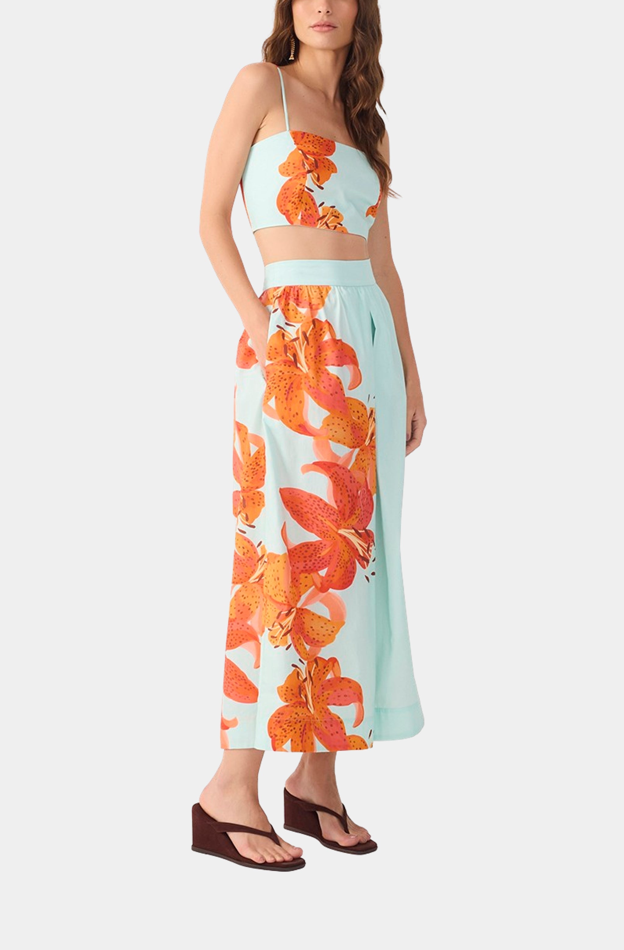 Crop Top And Skirt Tricoline Matching Set