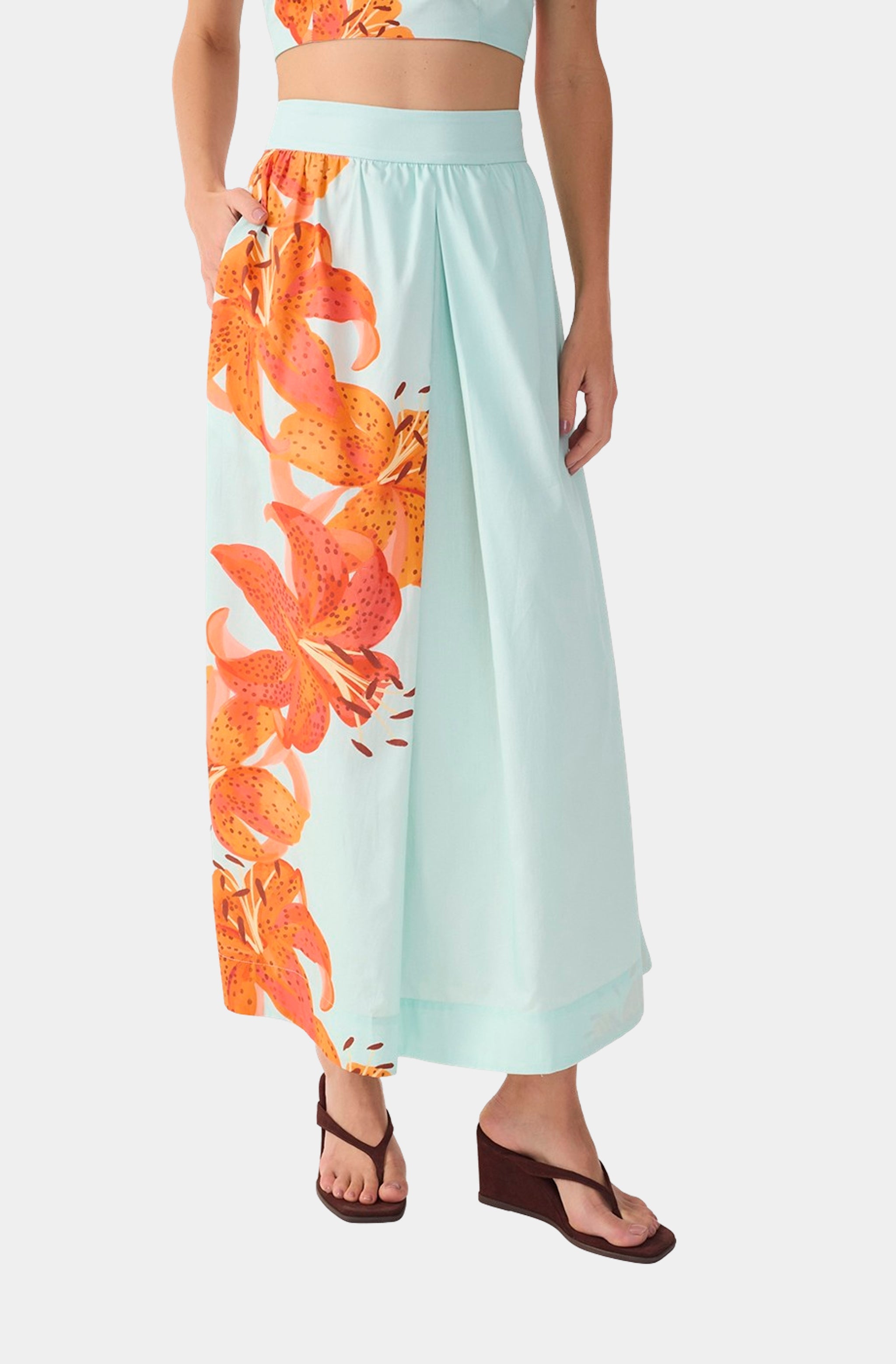 Crop Top And Skirt Tricoline Matching Set