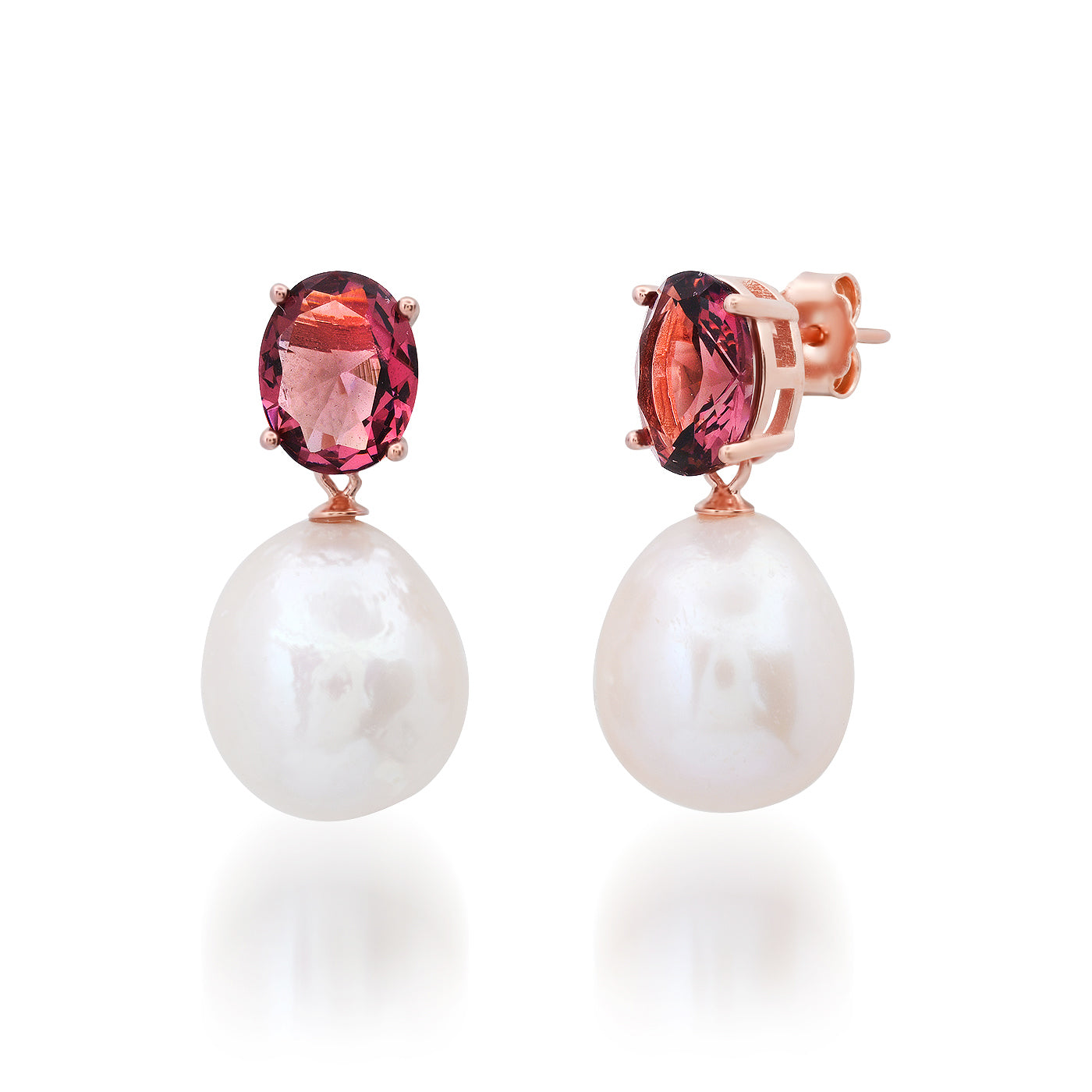 Oval CZ and Pearl Drop Earrings