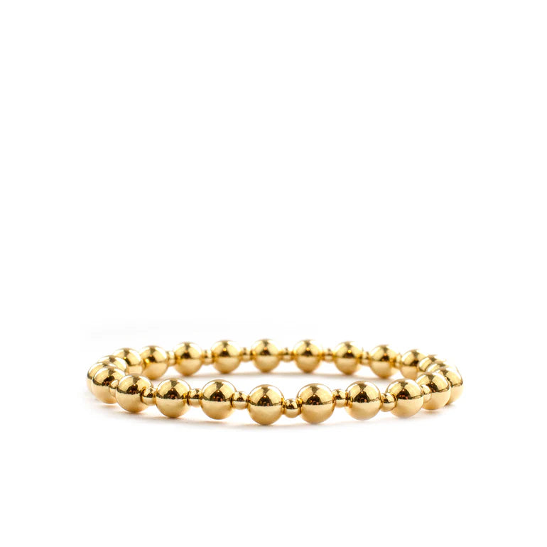 Gold - 6mm Multi Size Beaded Ball Bracelet