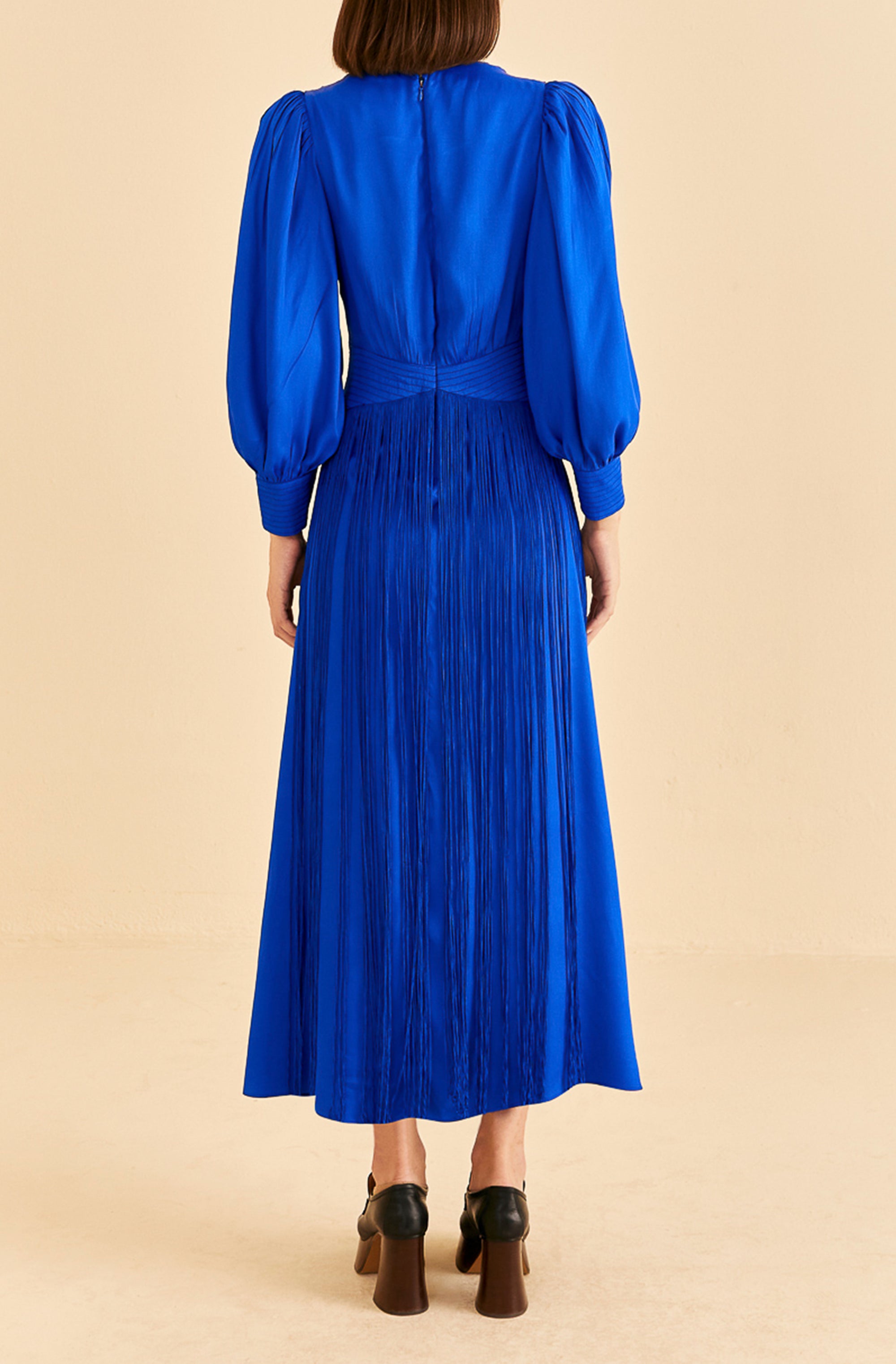Bright Blue Fringes Maxi Dress