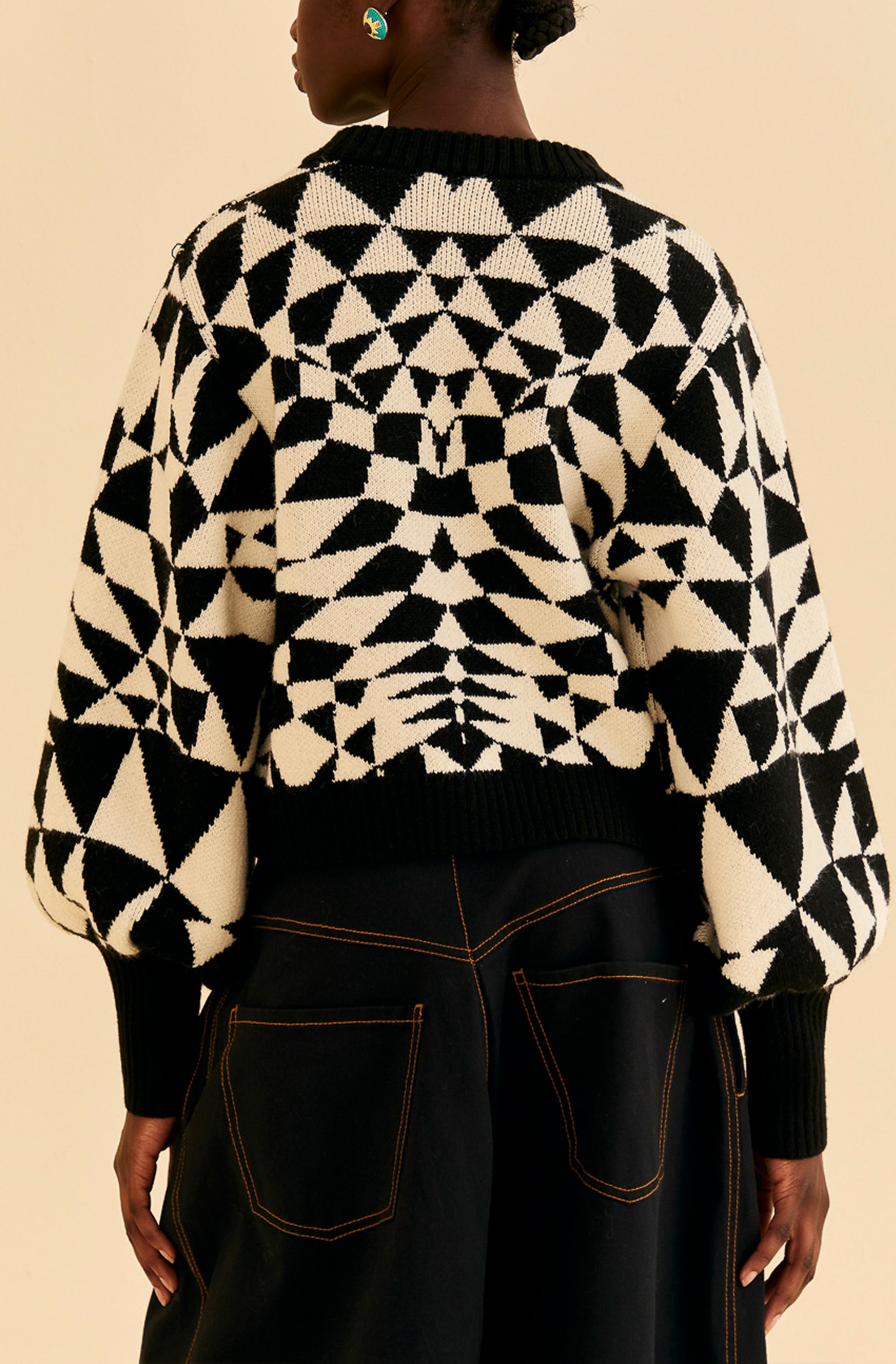 Heart Deco Black Knit Sweater