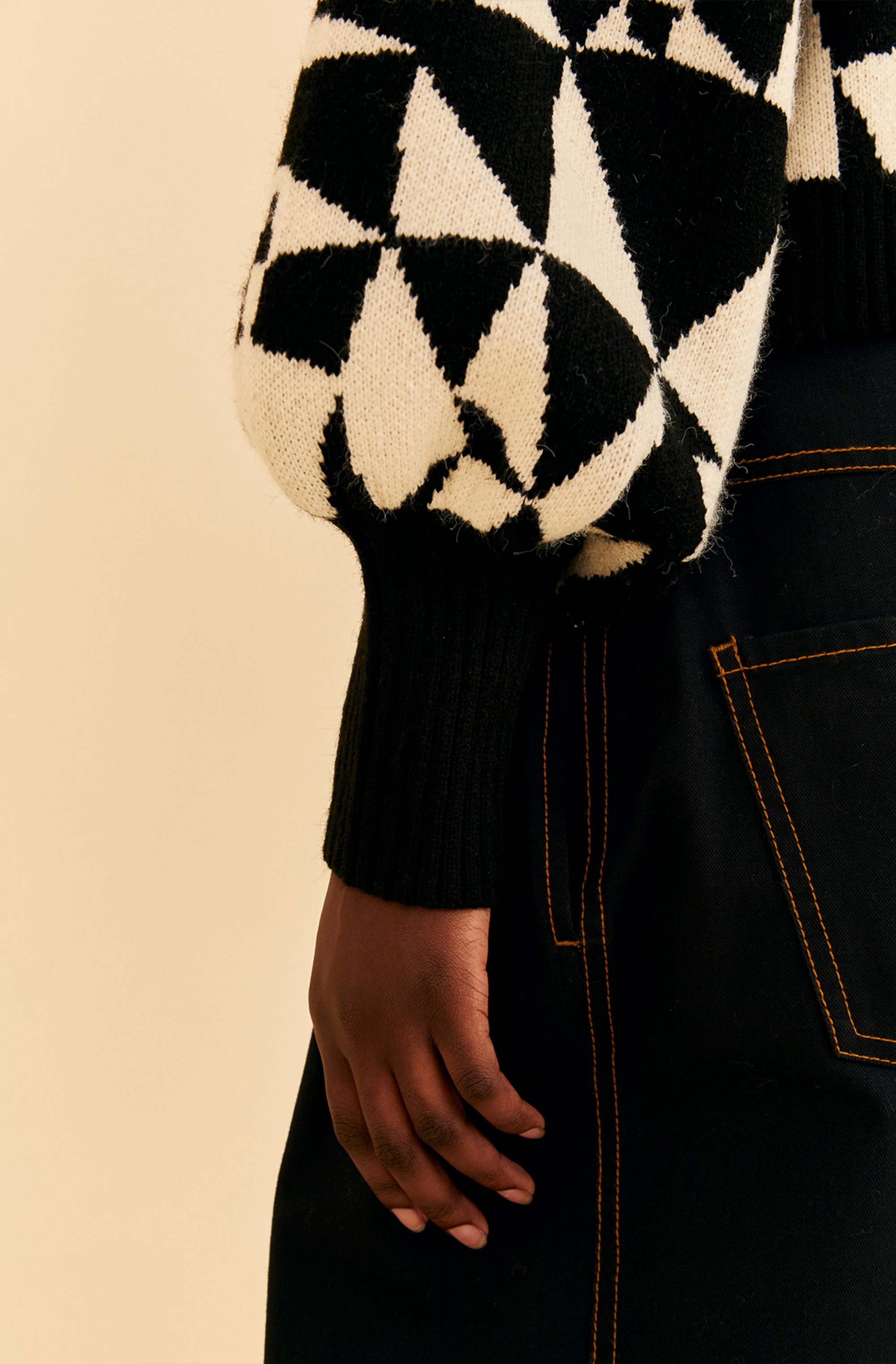 Heart Deco Black Knit Sweater