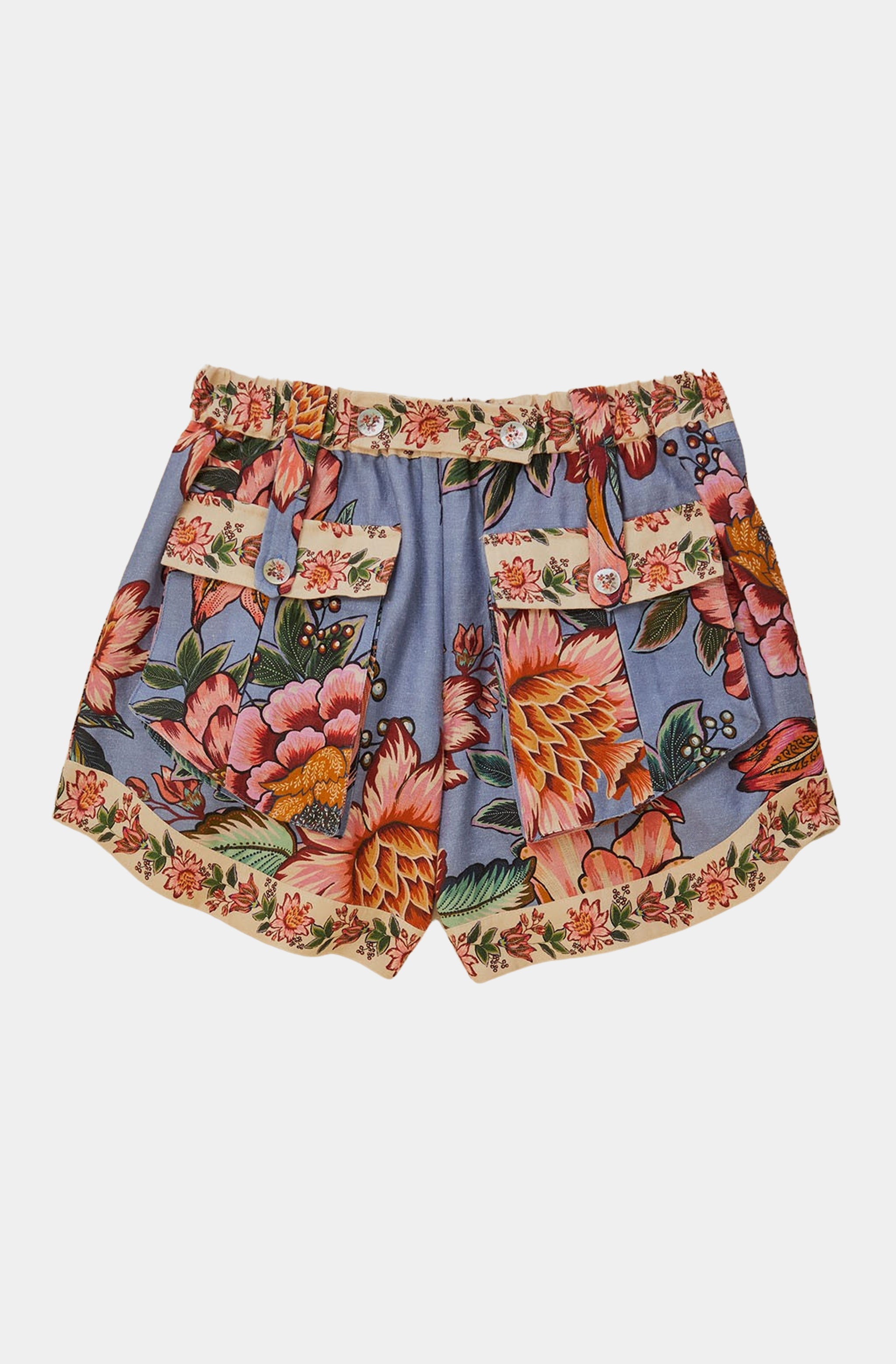 Wonderful Bouquet Blue Linen Shorts