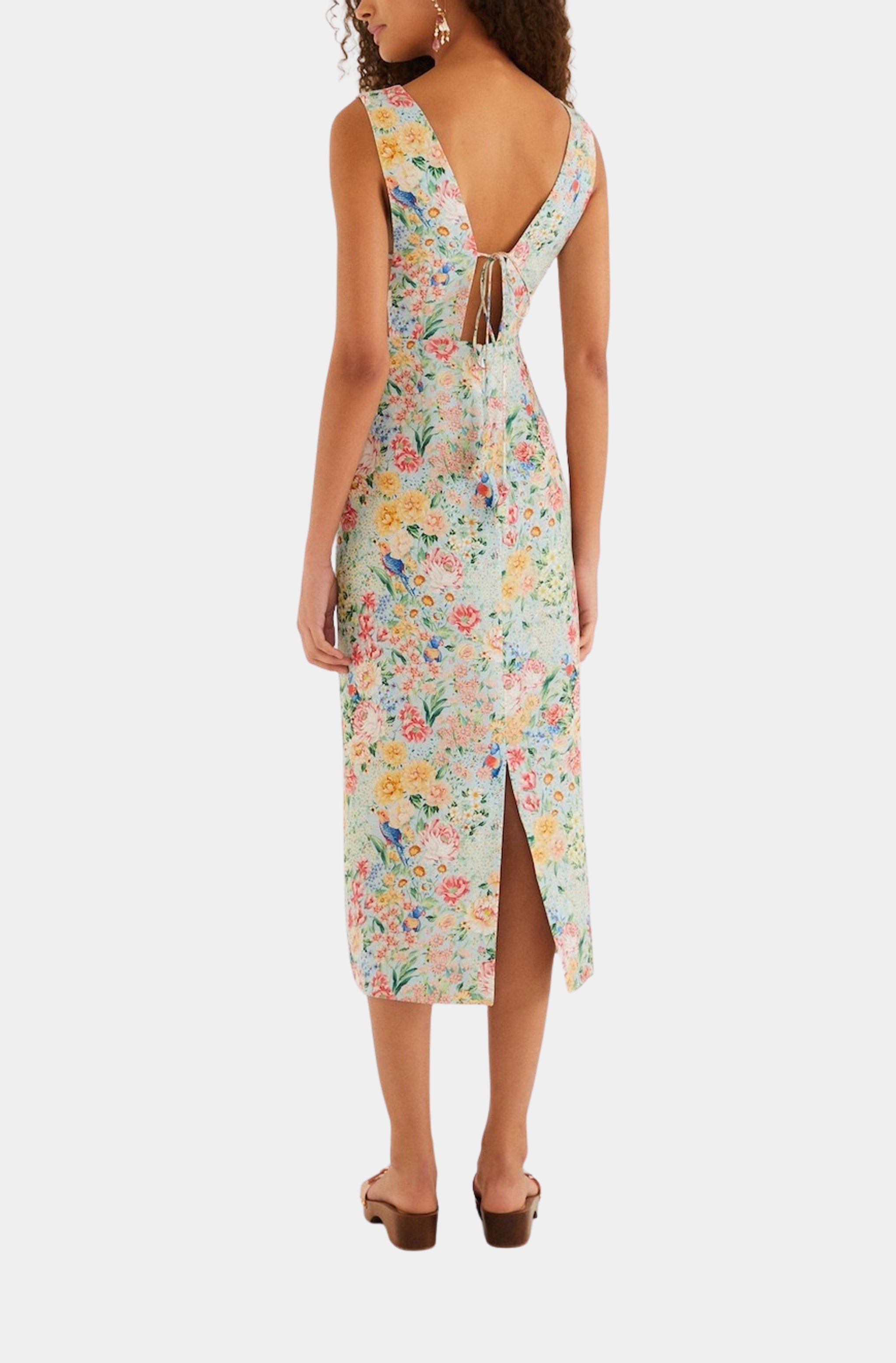 Rendeira Multicolor Sleeveless Midi Dress