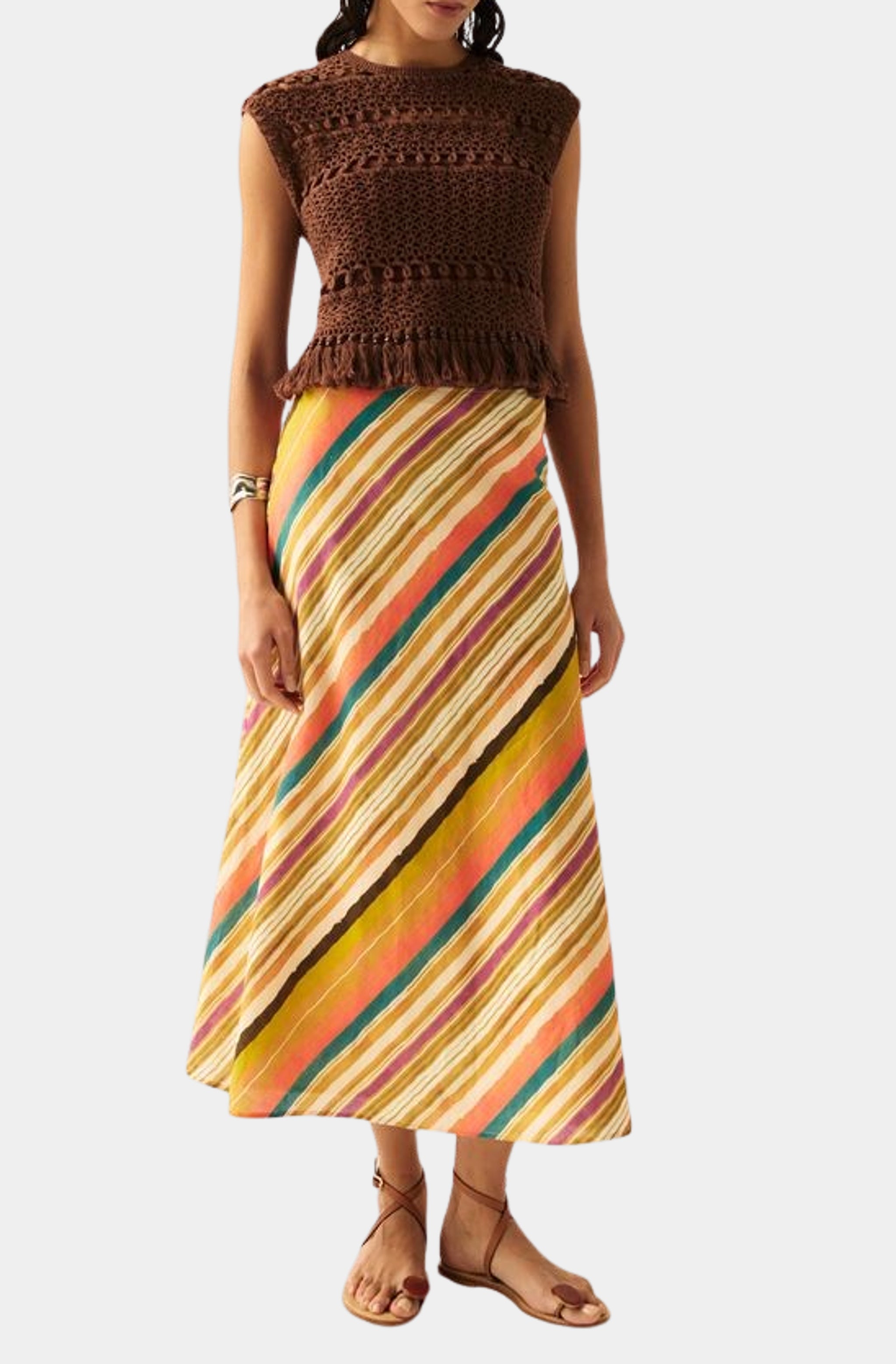 Lenina ♥ MORIA knee h-line tweed skirt/追跡付 DJT Women's Flowy Handkerchief Hemline Midi Skirt Small