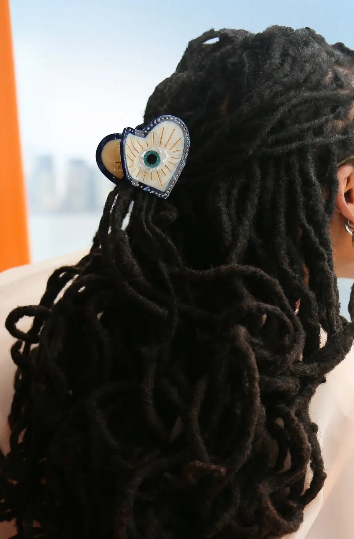 Hand-Painted Coastal Lucky Eye Claw Hair Clip
