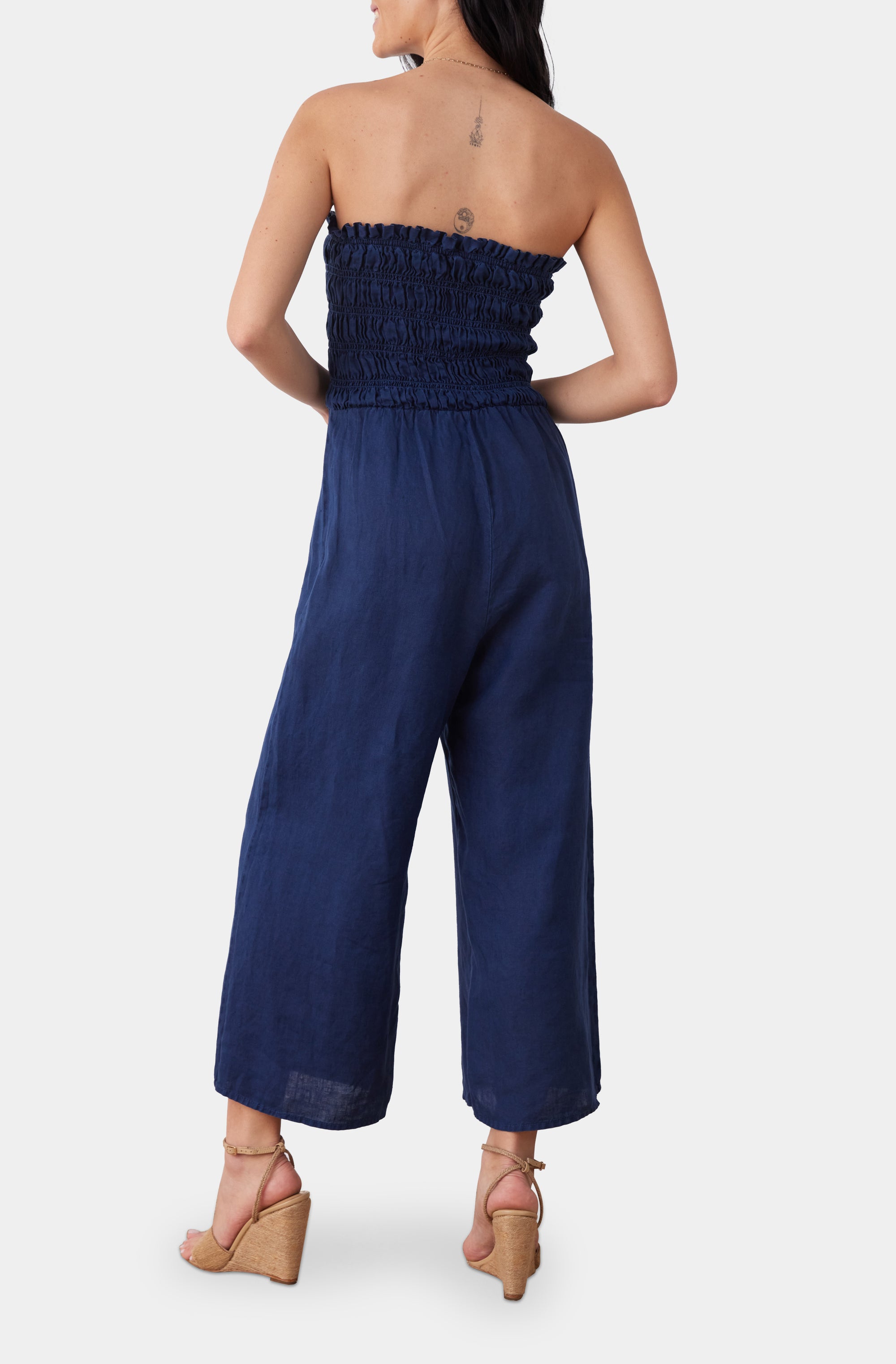 Smocked Strapless Jumpsuit