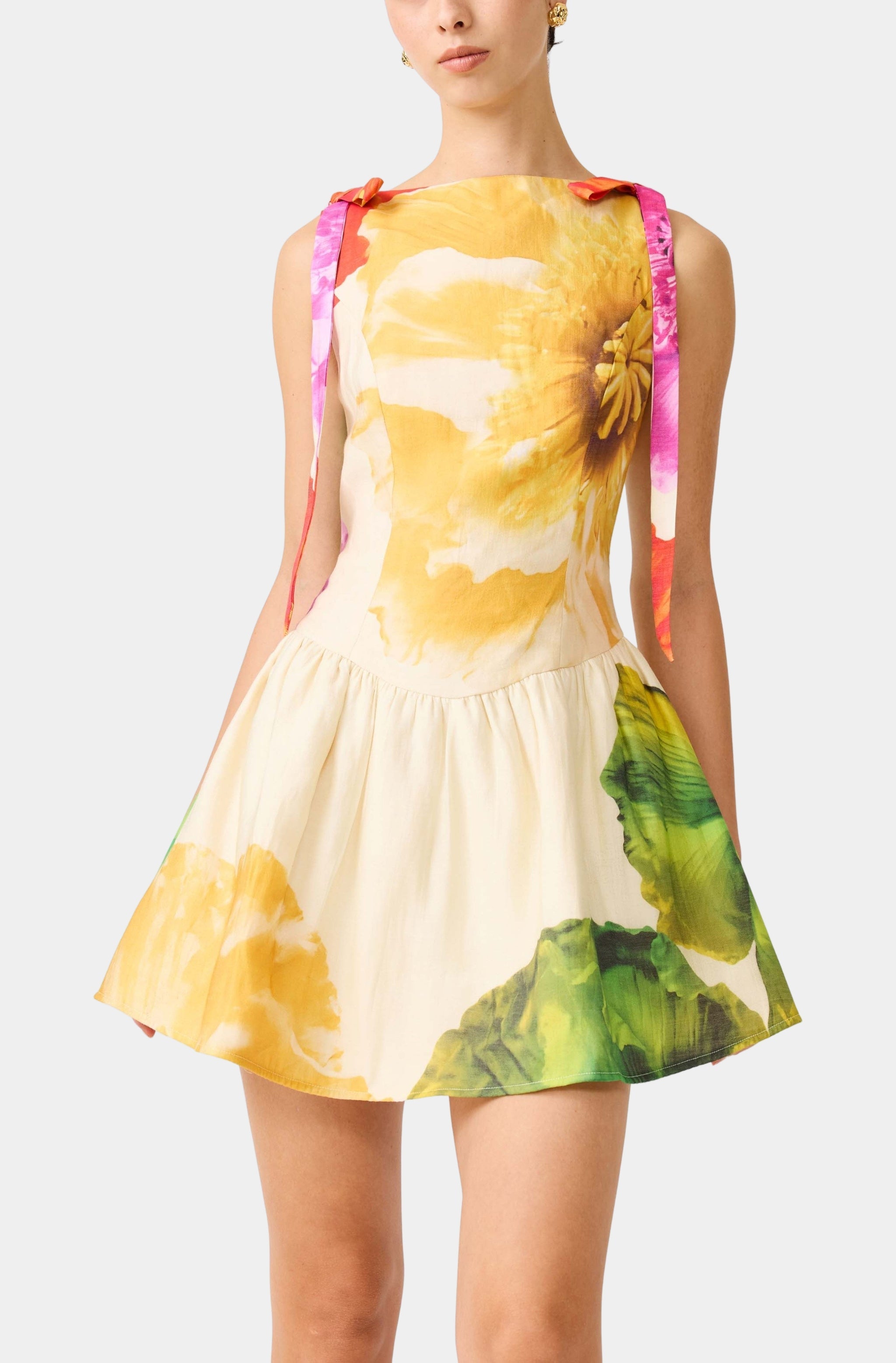 Lilia A-Line Mini Dress In Floralmulti