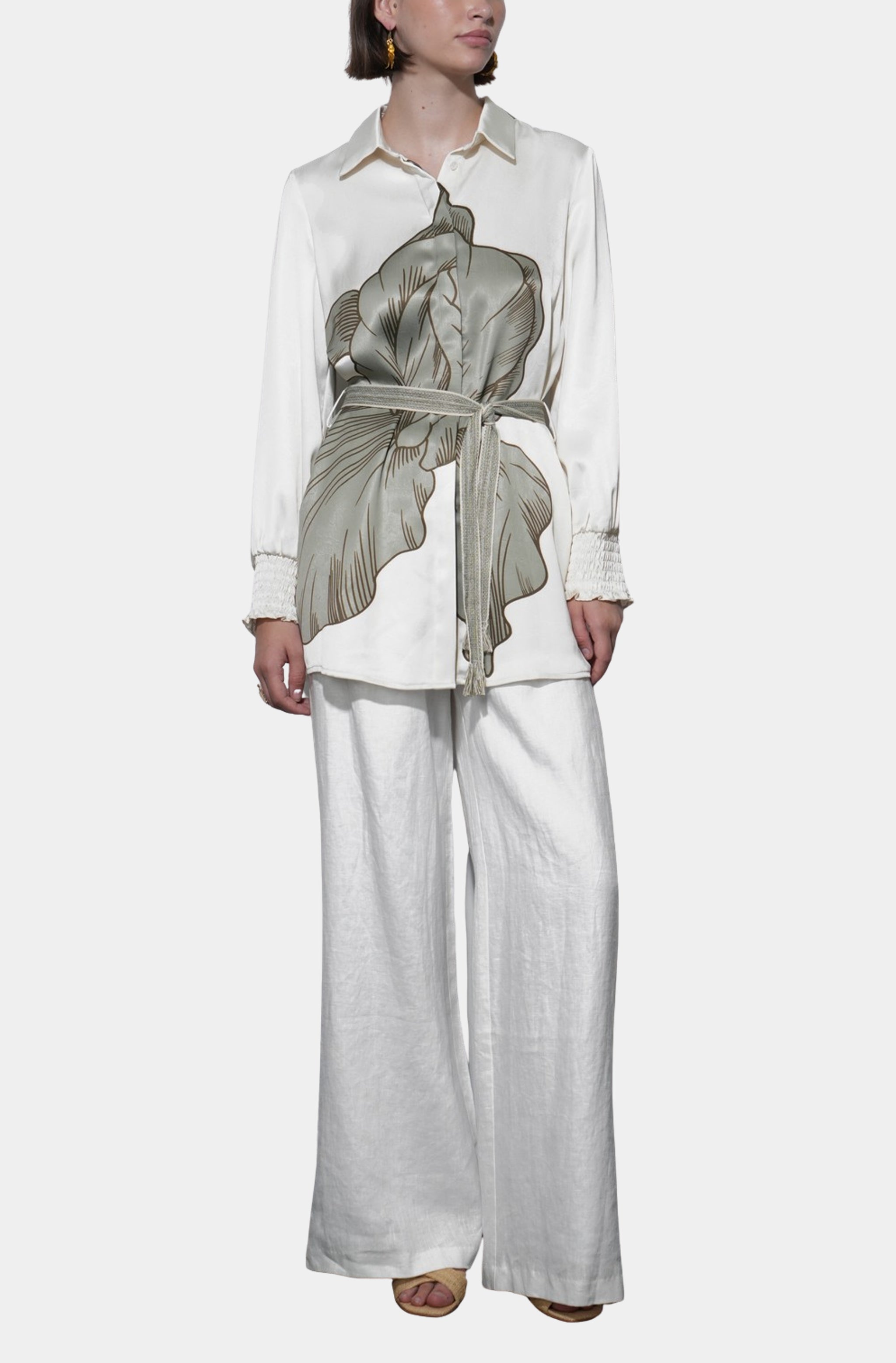 Jordan Belted Tunic W/ Smocked Sleeve