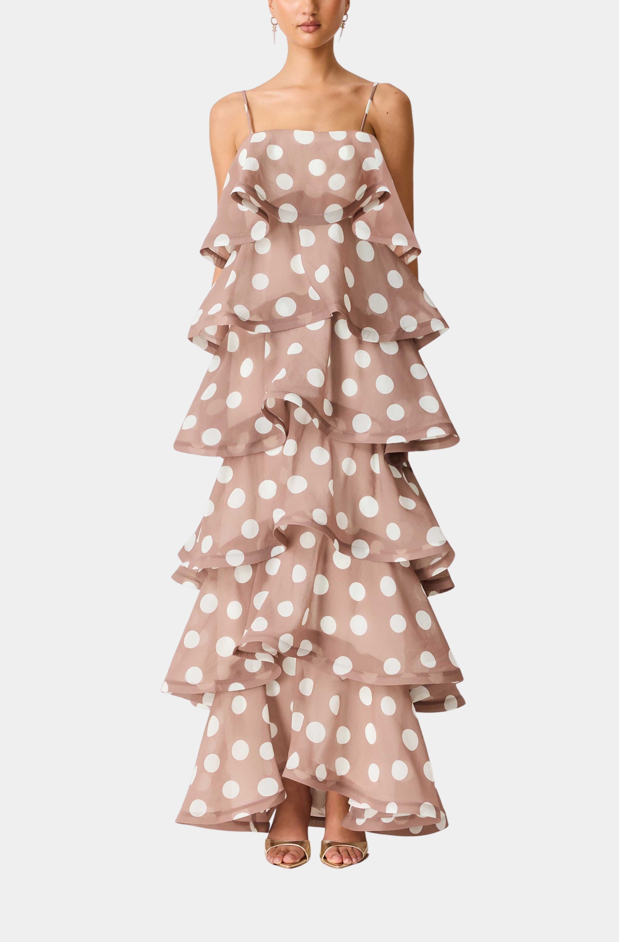 ワンピース Herlipto Tiered Polka-Dot Long Dress herlipto Tiered Polka-Dot Long Dress 【公式通販】