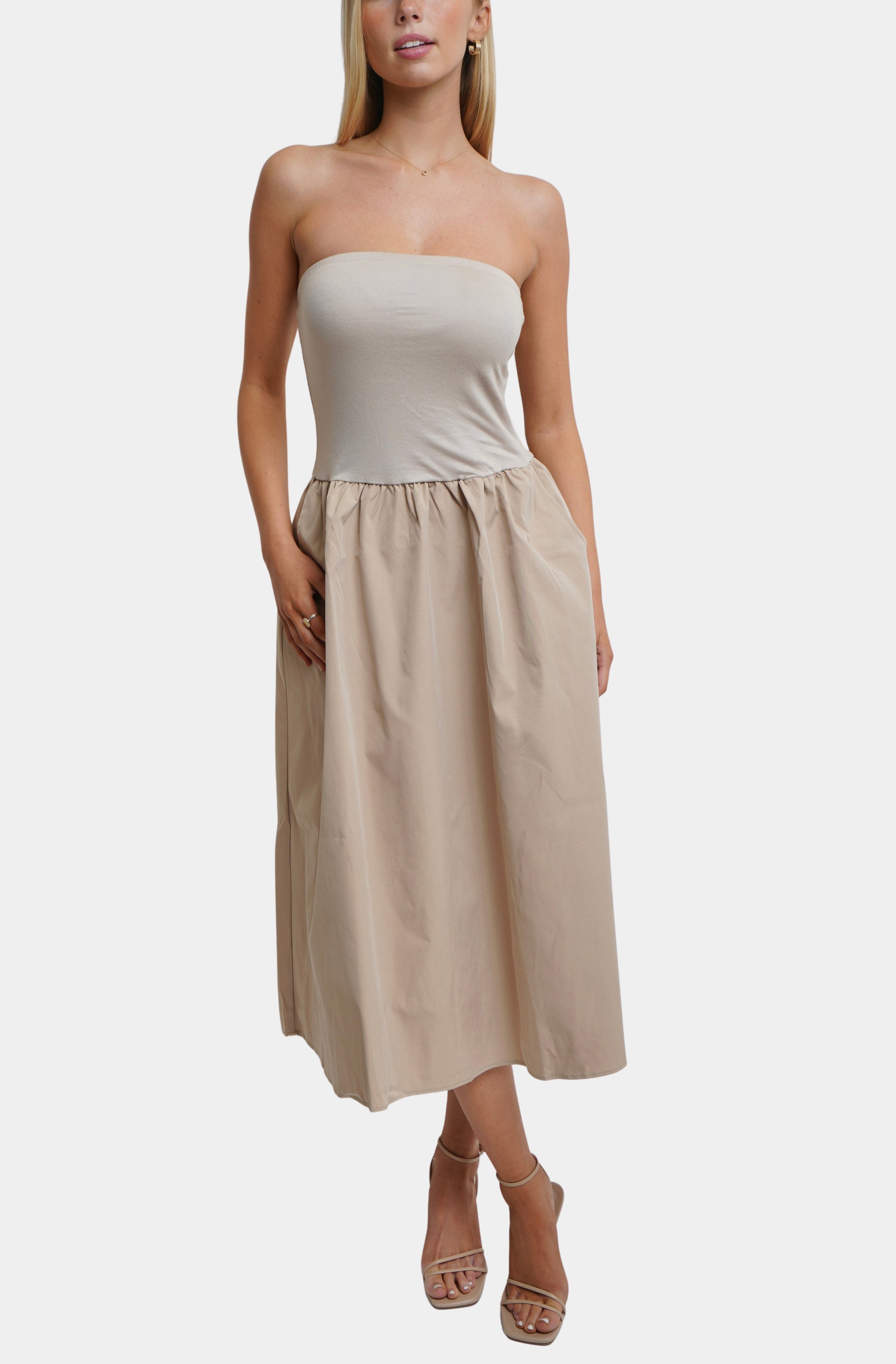 tube top midi dress The Tube Top Midi Dress Tan / M